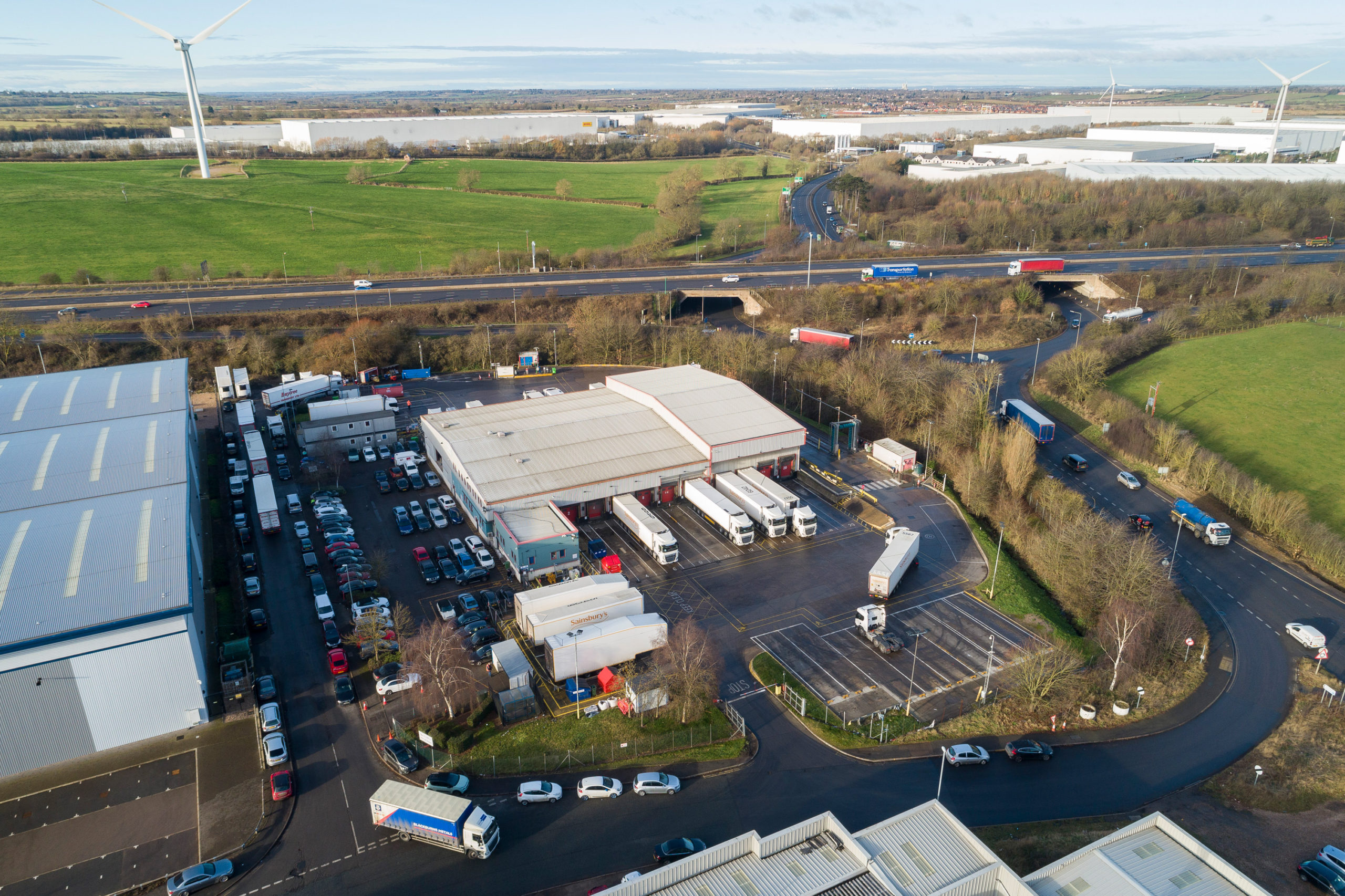 Aerial view of Former EVC Premises, Crick Motorway Industrial Estate