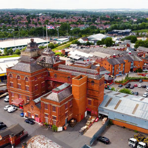 Aerial shot of James Shipstone House, Nottingham, John Pye Head Office
